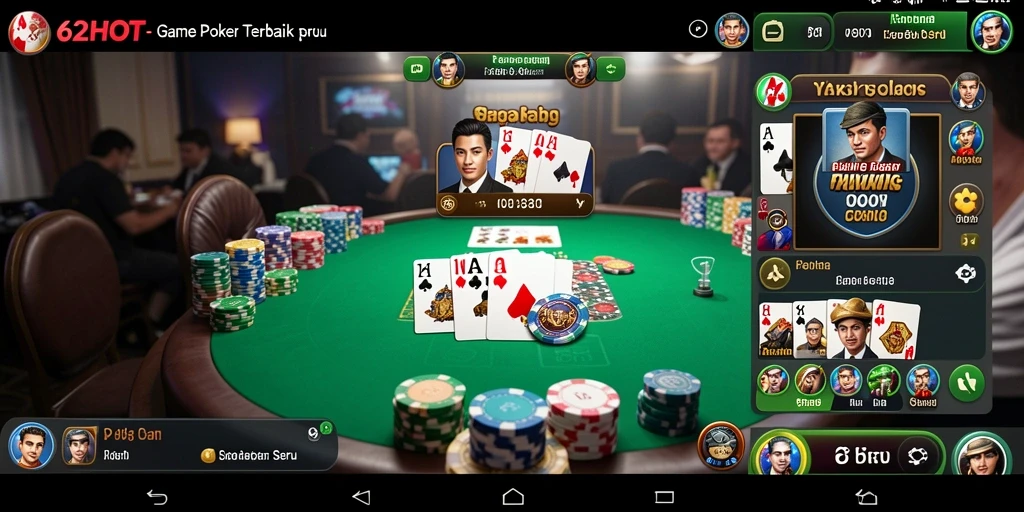 Screenshot gameplay 62HOT menunjukkan keseruan bermain Poker secara online.