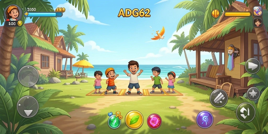 Tampilan gameplay menarik dari ADG62 dengan karakter yang ceria.