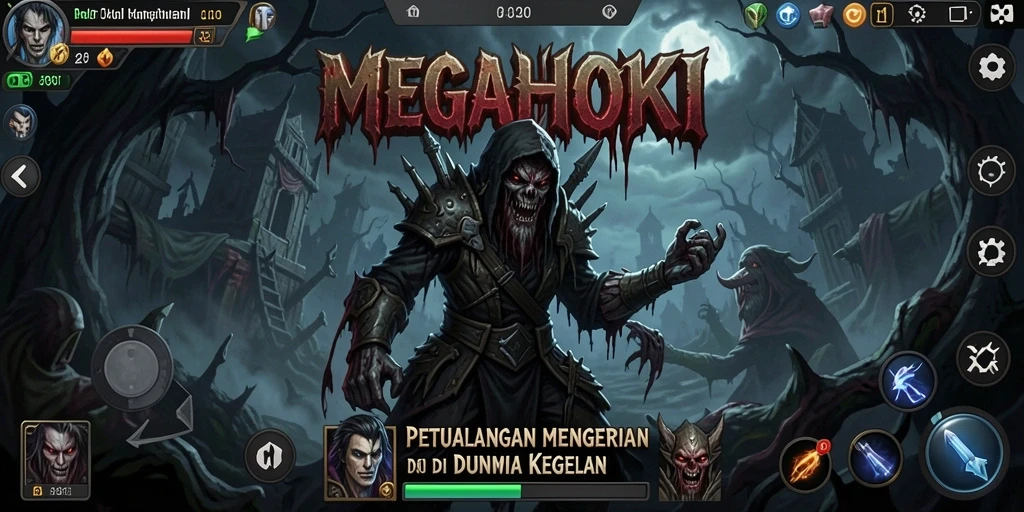 Tampilan menakutkan dari gameplay MEGAHOKI yang penuh dengan horor.