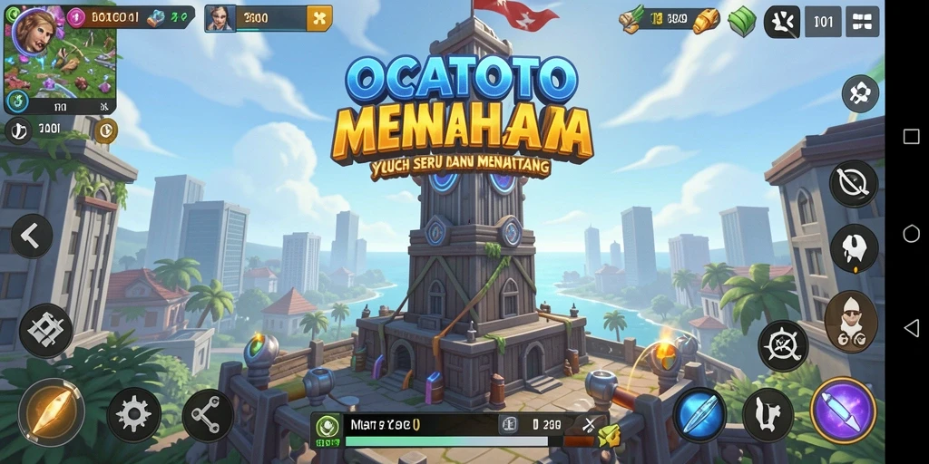Tampilan menarik dari gameplay OCATOTO Tower Defense.