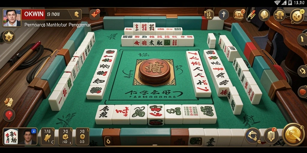 Screenshot gameplay OKWIN menampilkan suasana seru permainan Mahjong.