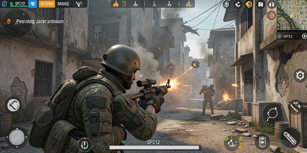 Tampilan menegangkan dari gameplay SP212 dengan aksi tembak-menembak yang intens.