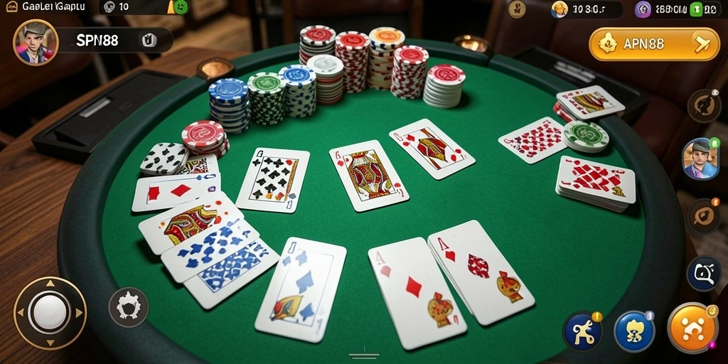 Tampilan gameplay menarik dari SPN88 yang menunjukkan keseruan bermain Gaple.
