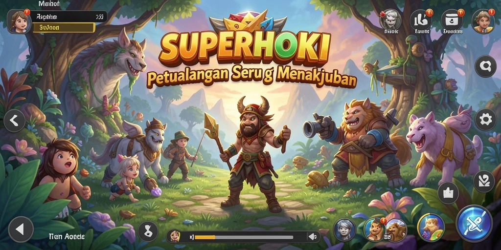 Gameplay seru dalam SUPERHOKI dengan karakter dan misi menantang.